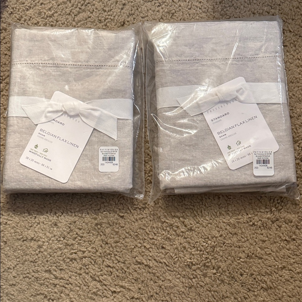 (2) Pottery Barn. Belgian Flax Linen. Sham. Dimensions: 26x20. New.